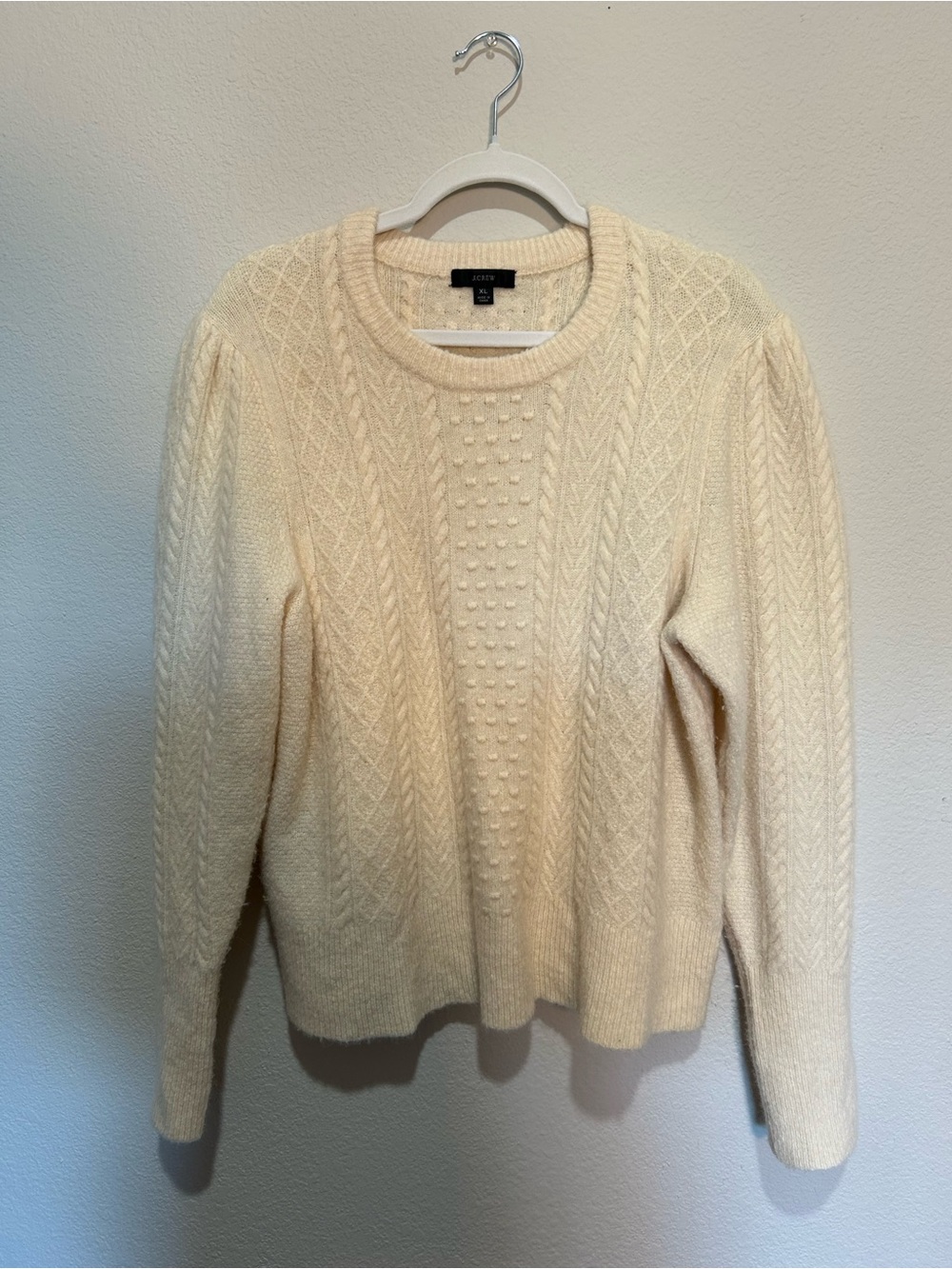 J. Crew Cream Cable Crewneck Sweater